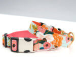LIVELY in Mint - Cotton Voile Floral Dog Collar - Rifle Paper Co Print - Optional Engraving