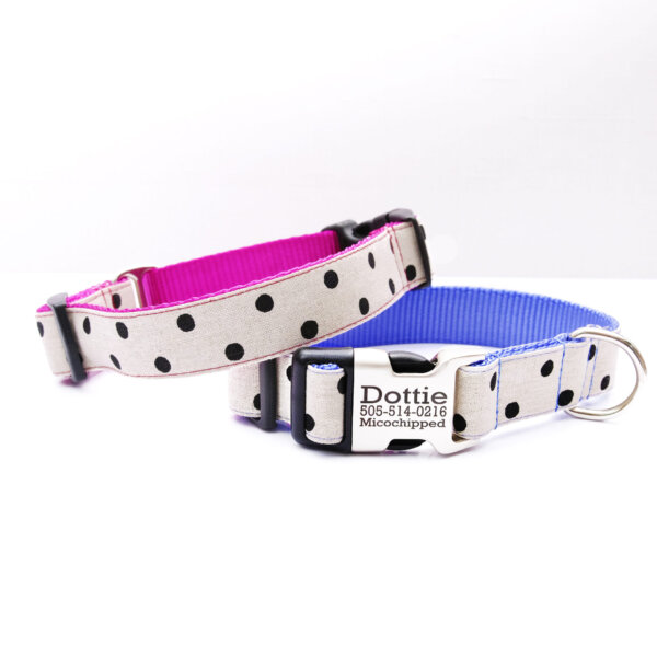 polka dot neutral dog collar engraved