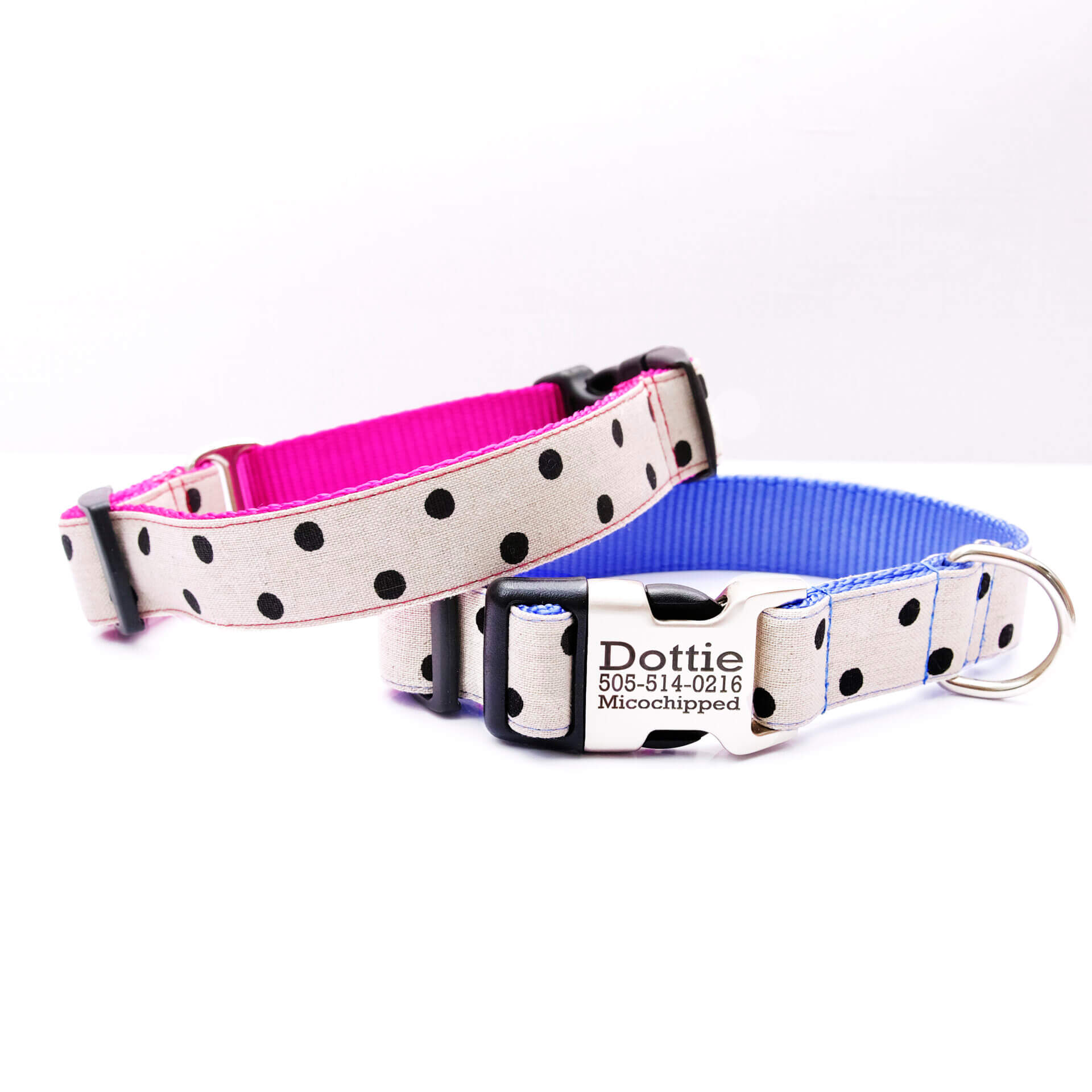 Dottie Polka Dot Canvas Dog Collar
