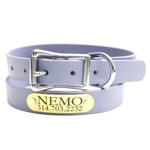 waterproof biothane belt nameplate dog collar gris grey