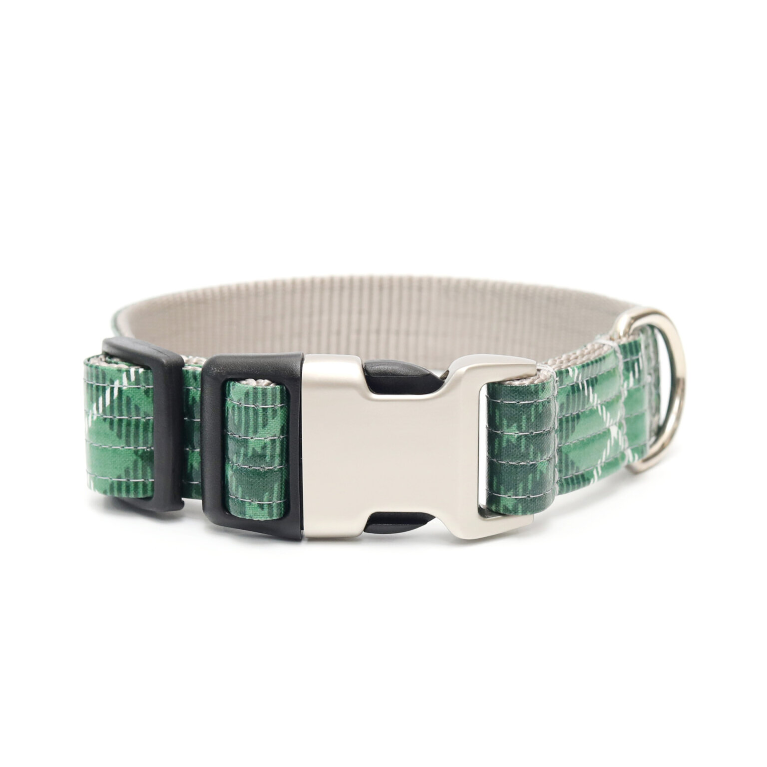 Green Tartan Laminated Cotton Dog Collar