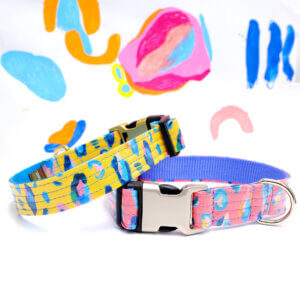 leopard pink yellow dog collar laminated