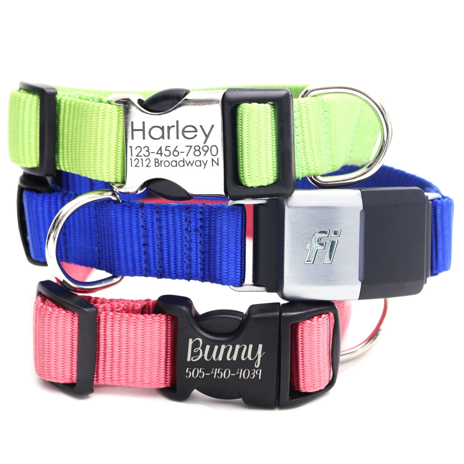 Fi Compatible Nylon bing Dog Collar 27 colors and Optional Engraving