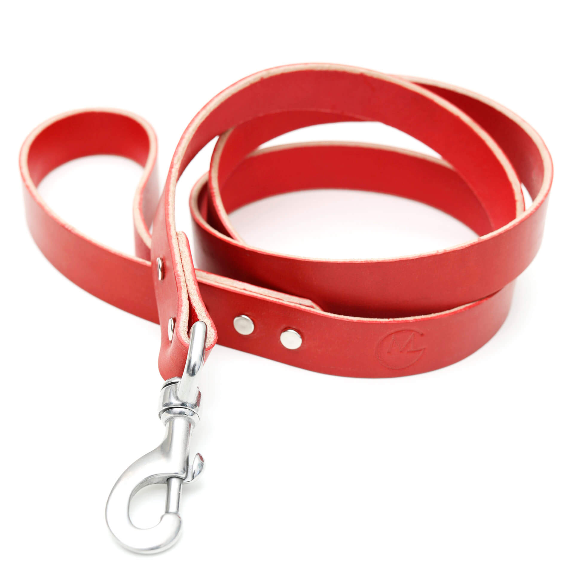 red leather dog leash