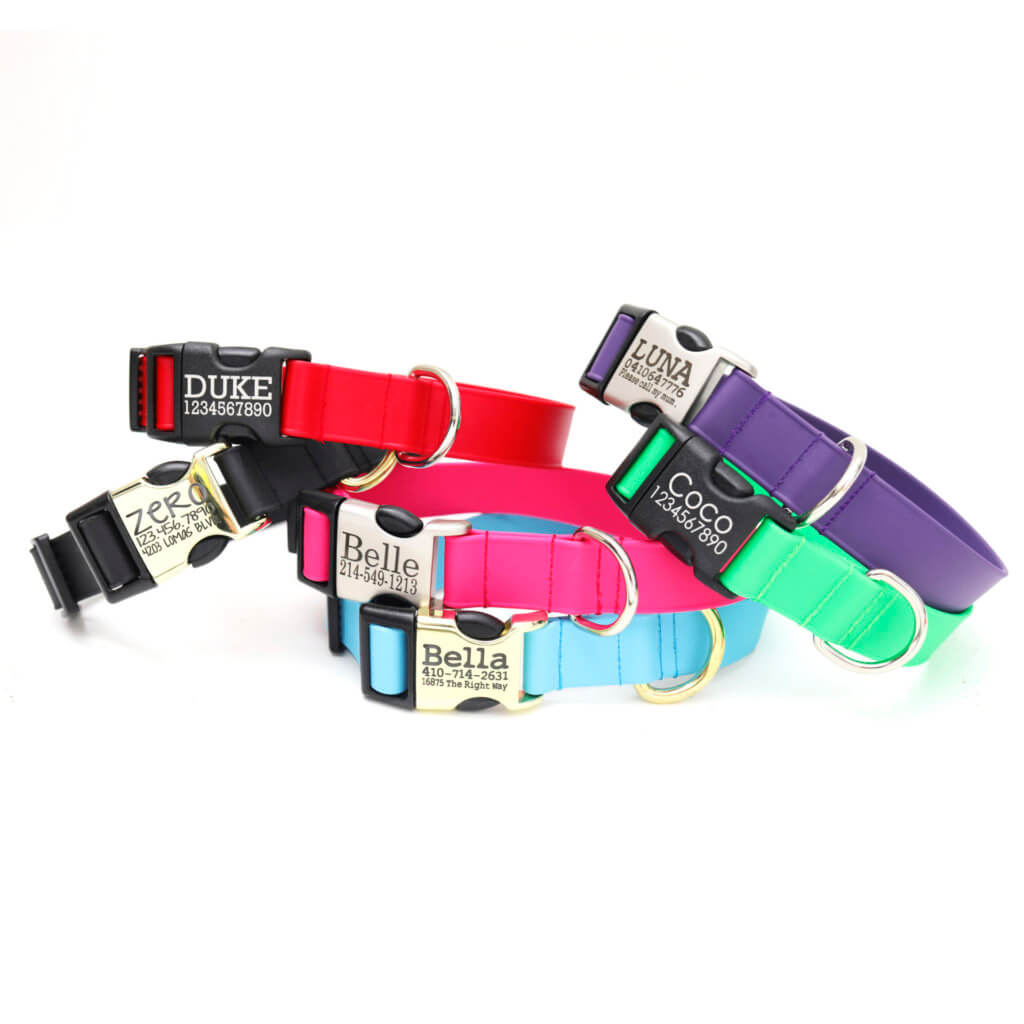 lightweight biothane dog collar with personalization