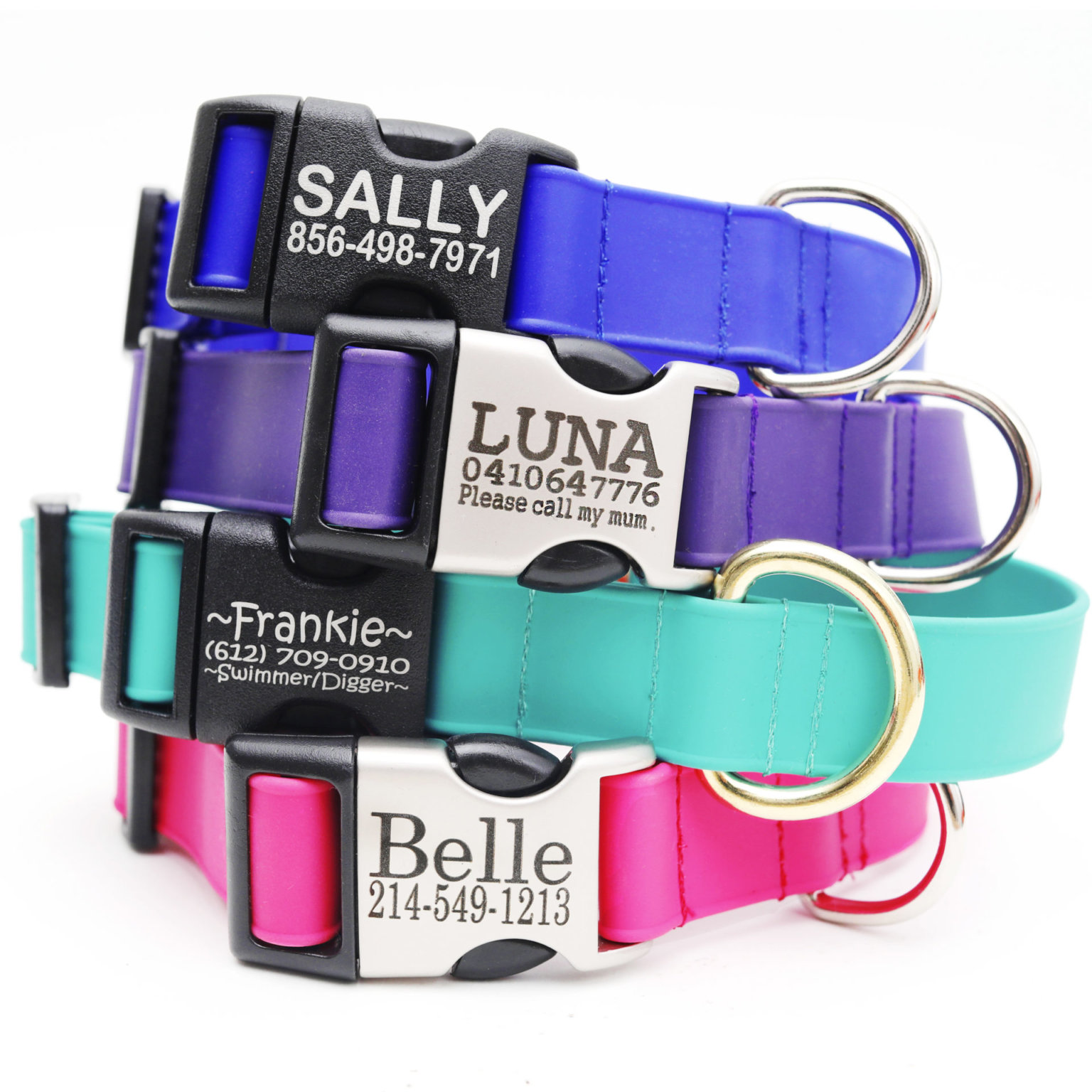 Fi Compatible Lightweight Biothane Waterproof Dog Collar with Engraved