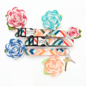 lolli canvas geometric dog collar and flower