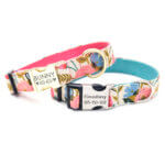 'Corsage' Rifle Paper Co. Pattern Floral Dog Collar - Laser Engraved Buckle