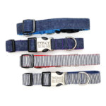 Railroad Canvas Denim Dog Collar - Laser Engraved Buckle