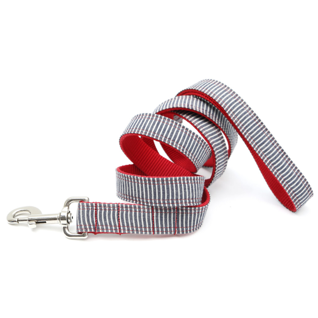 striped denim dog leash