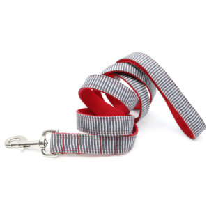 striped denim dog leash