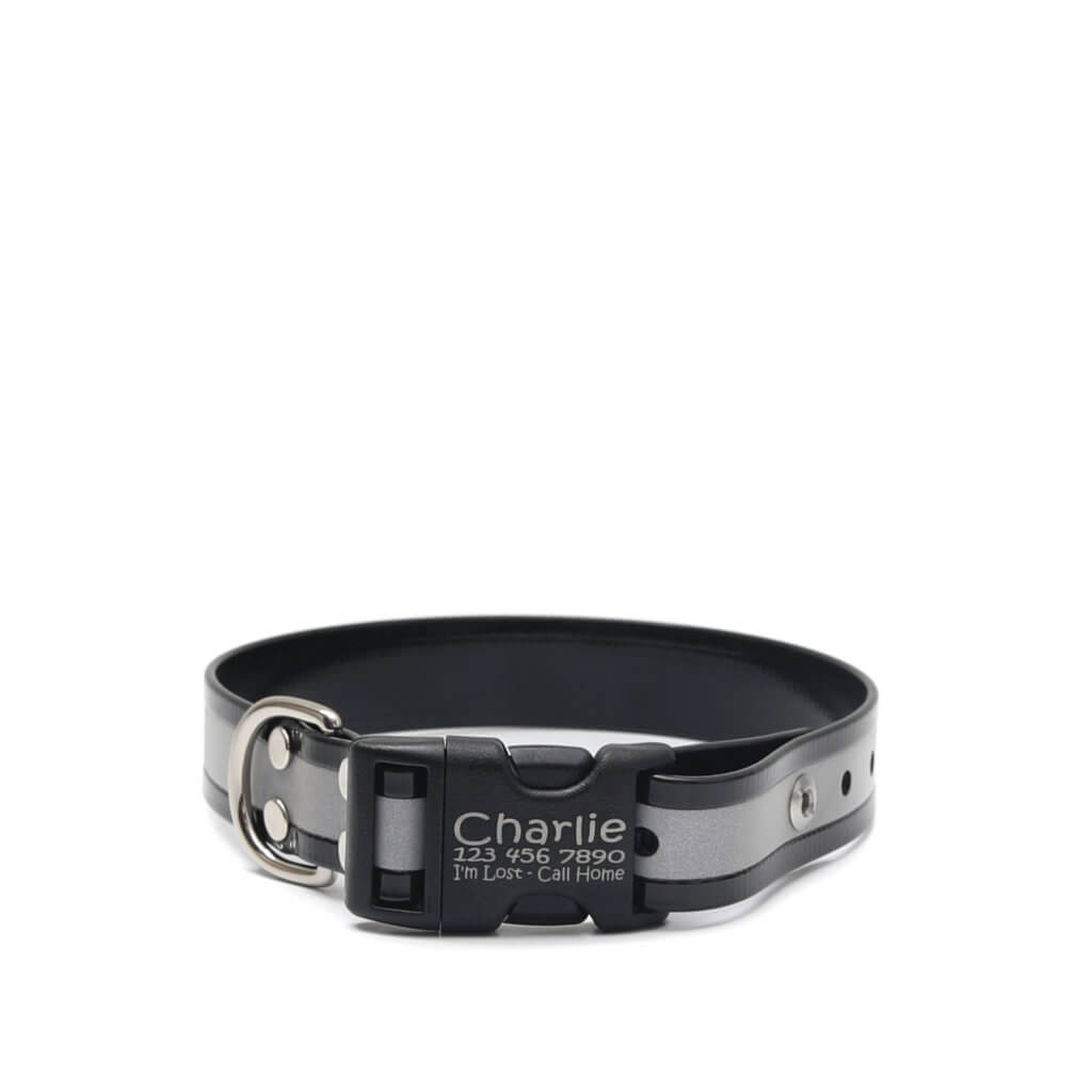 black reflective biothane side release