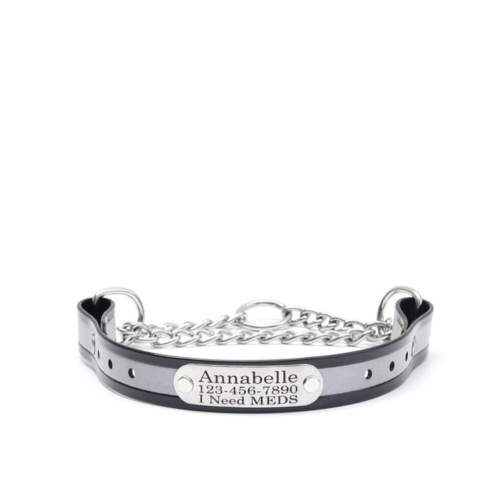 black reflective biothane martingale