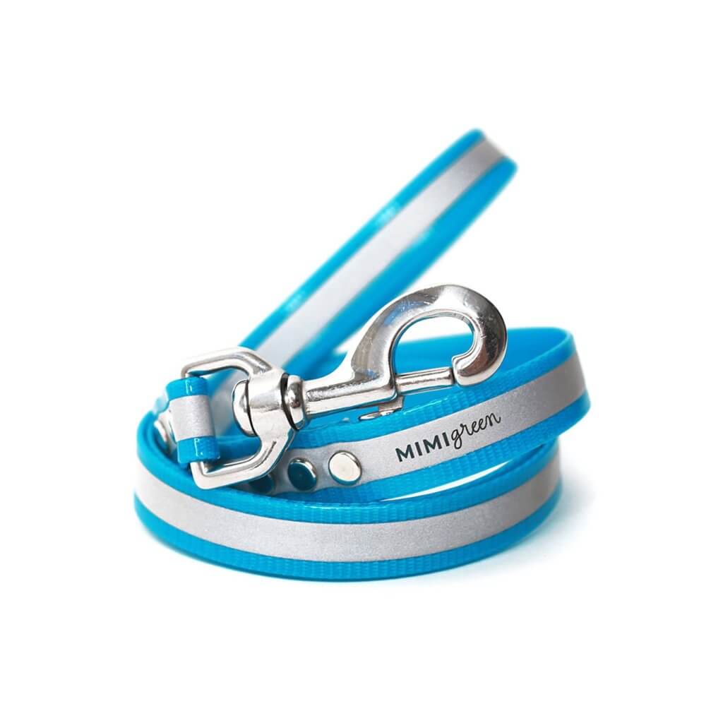 blue reflective biothane leash