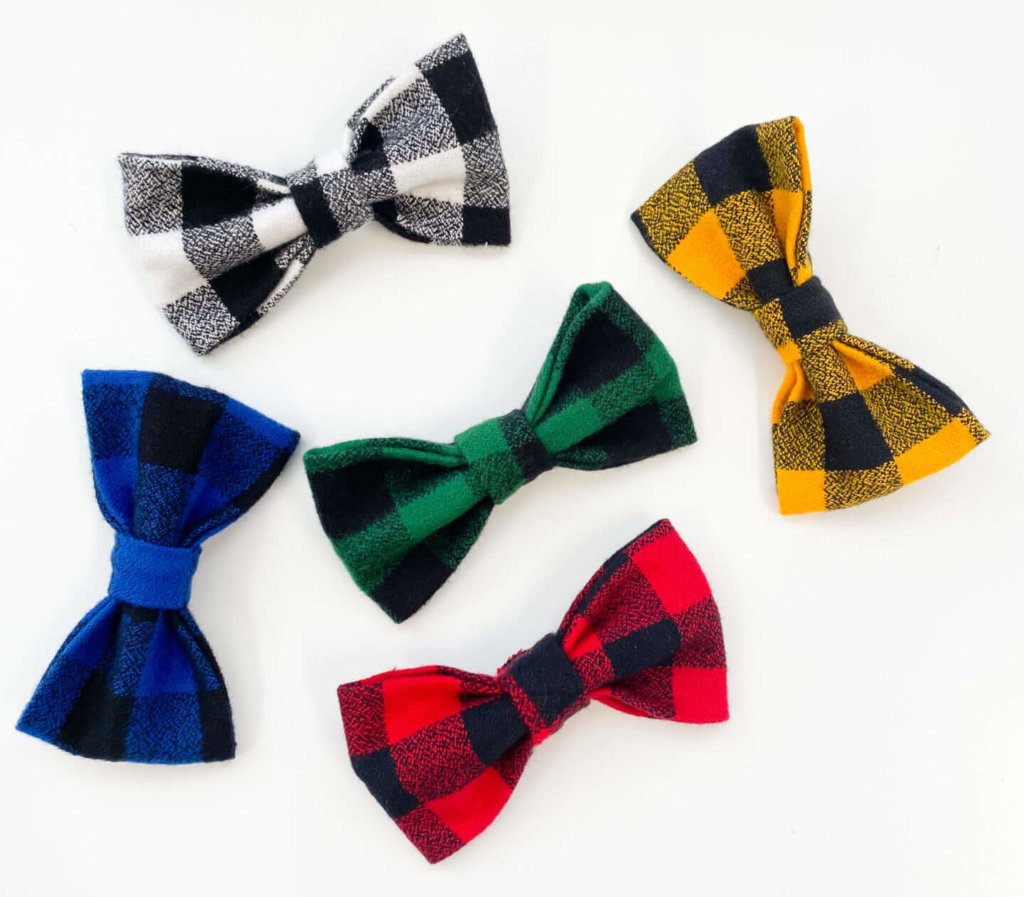 buffalo plaid bowties flannel dog bow ties handmade in the usa 5 colors