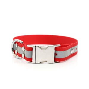 Personalized Reflective Waterproof Quick Release Dog Collar - Red