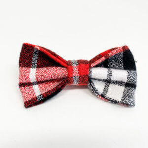 red single flannel pj's dog bow tie