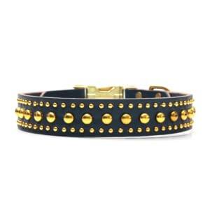 navy leather bart studded collar holiday brass back