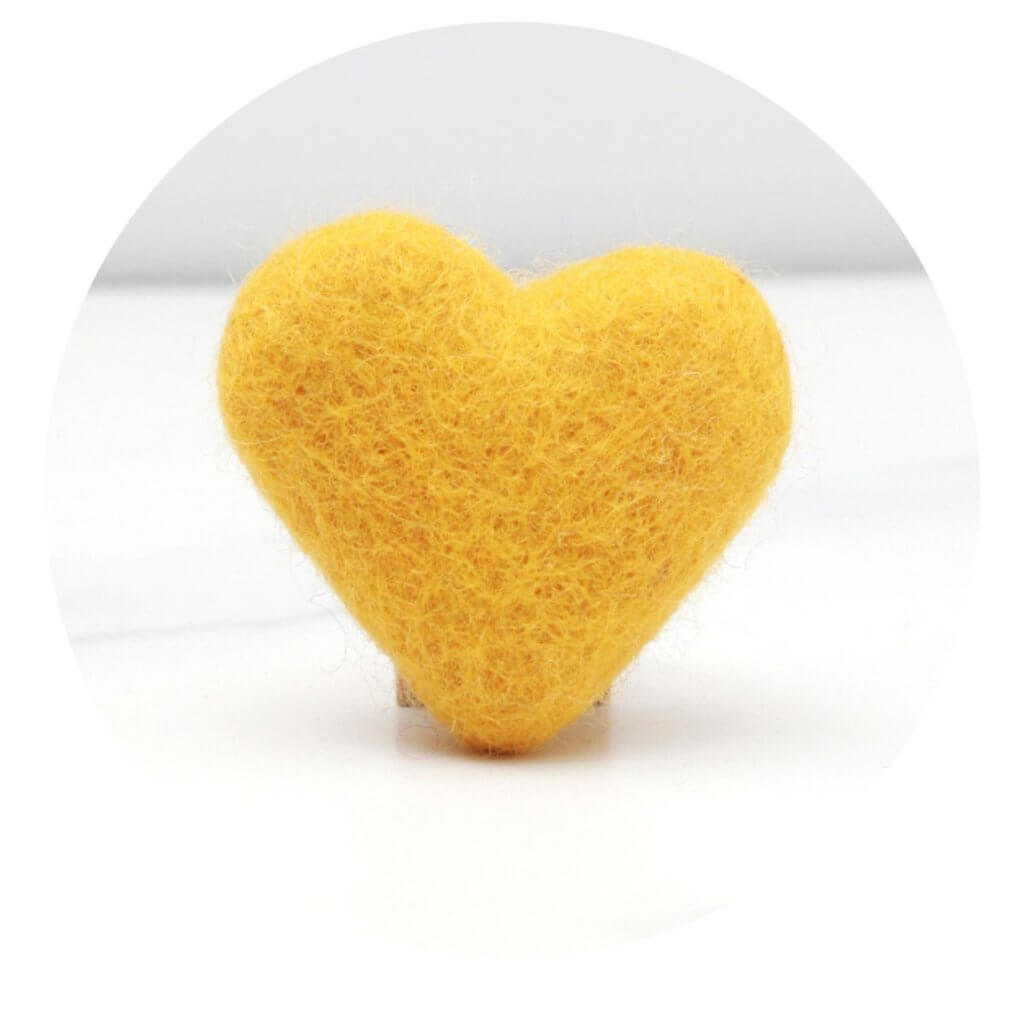 yellow felt heart circle