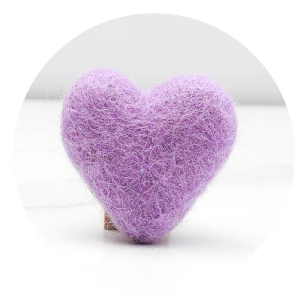 lilac felt heart