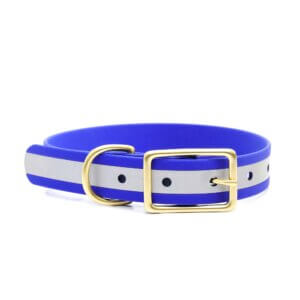 cobalt matte reflective belt buckle biothane