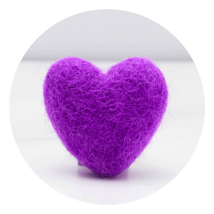 felt heart accessory purple