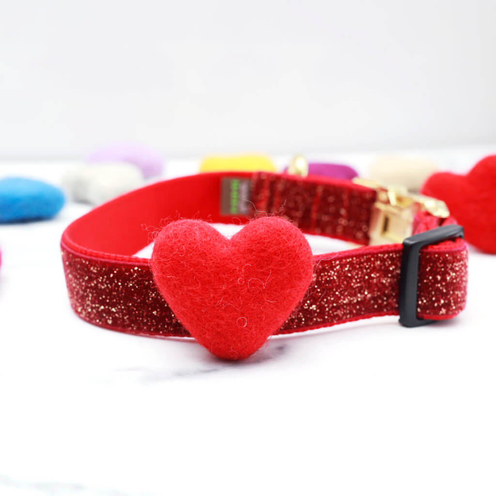 Valentine Dog Collar Felt Heart Accessory Valentines Dog Gift
