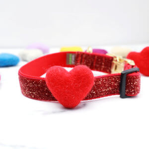 red heart dog collar