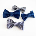 Railroad Denim Dog Collar Bow Tie