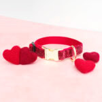 Valentine's Glitter Velvet Dog Collar -- Starlight Red