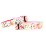 Lulu Pink Floral Dog Collar - Optional Laser Engraved Personalized Buckle