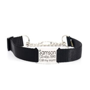 black nylon martingale chain collar
