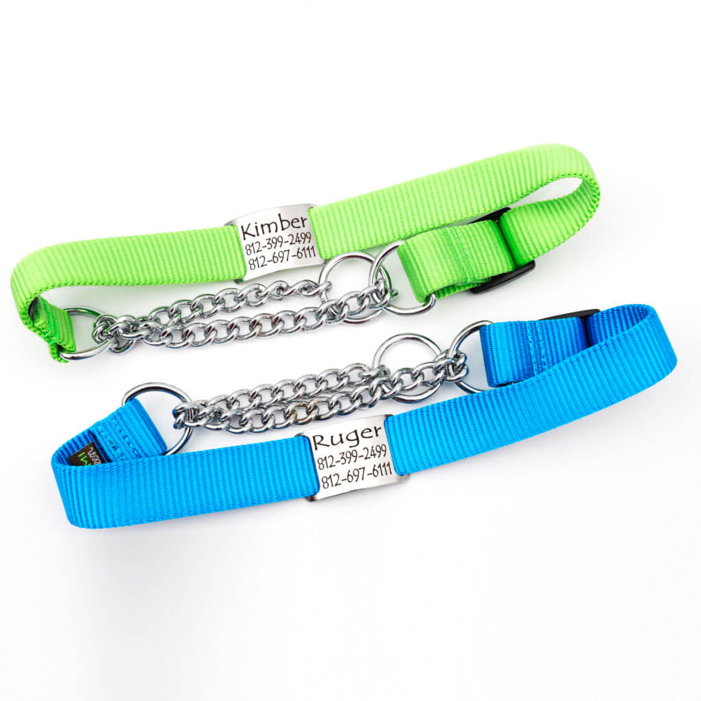 Personalized Nylon Martingale Chain Dog Collar 22 Colors