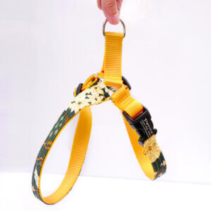 floral dog harness yellow dandelion
