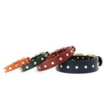 Studded Leather Dog Collar Belt Buckle - Clear Gems - Coco