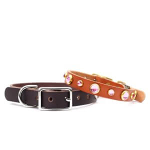 pink studded leather dog collar