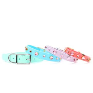 pink waterproof studded dolly dog collar
