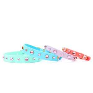 pink waterproof studded dog collar