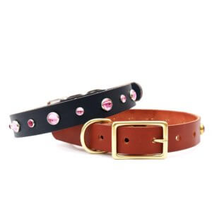 pink studded leather dog collar