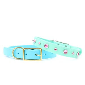 pink waterproof dog collar studded dolly