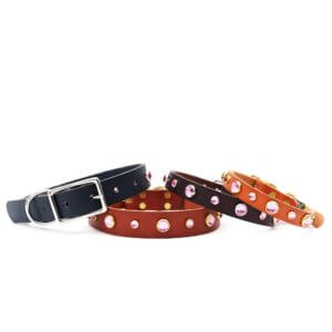 pink studded leather dog collar