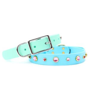 pink waterproof studded dog collar dolly