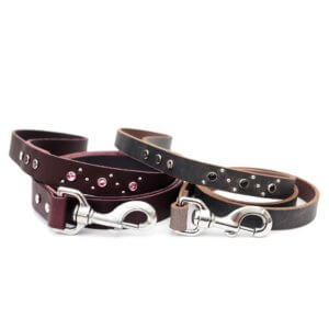 Studded leather leash comet