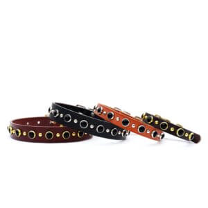 leather black gem studded collar johnny