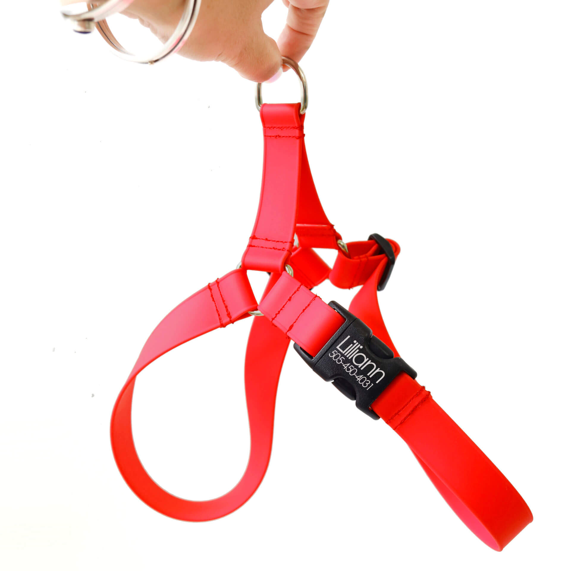 red lightweight biothane harness