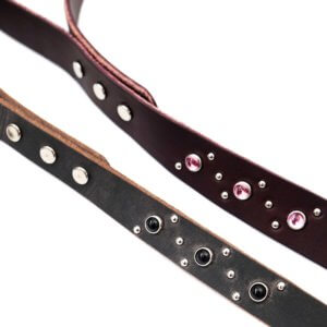 top view studded leash leather