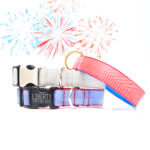 Fourth of July Herringbone Dog Collar - Red White & Blue