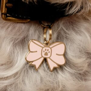 pink bow two tails dog ID tag