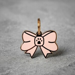 pink bow two tails dog ID tag