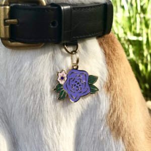 Wildflower dog id tag Lifestyle image